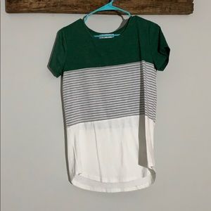 Green grey and white short sleeve shirt